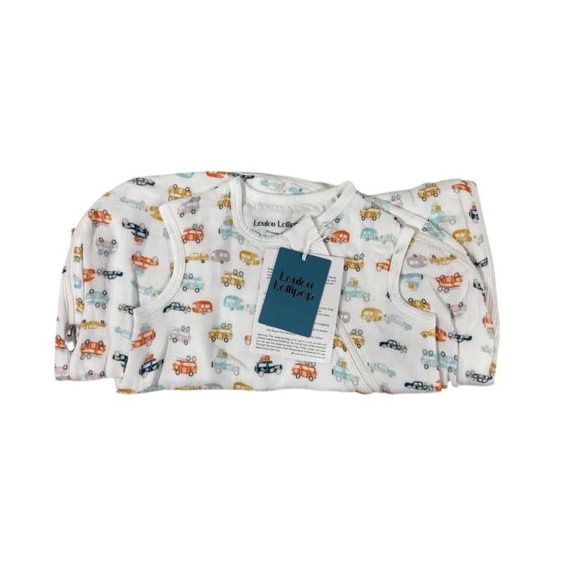 LouLou Lollipop Lightweight Muslin Sleep Bag, 0-6 Months, 0.5 TOG, Camper Vans