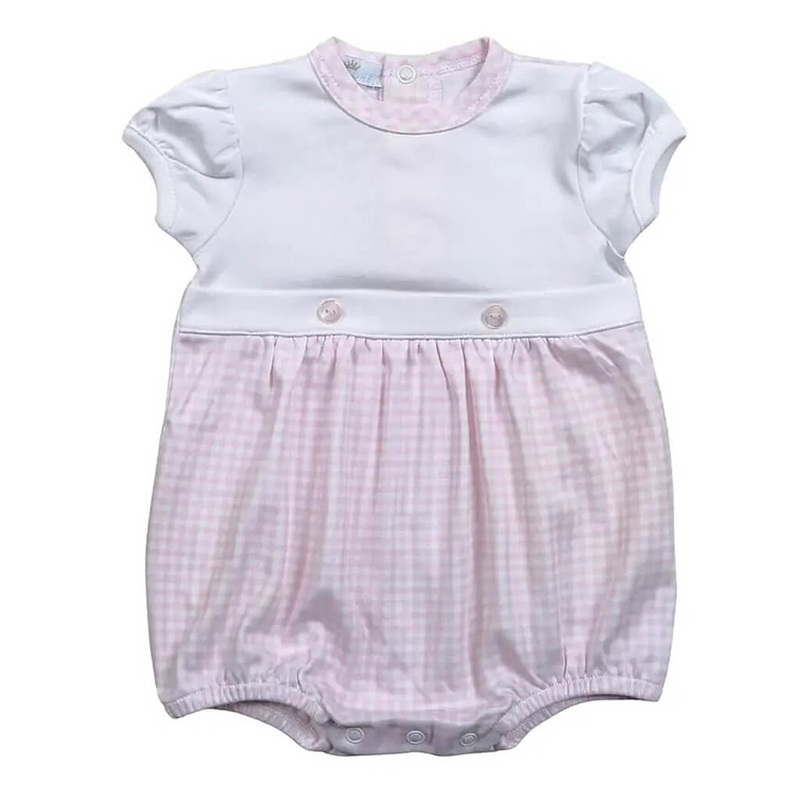 Olivia Pink Gingham Two Button Bubble