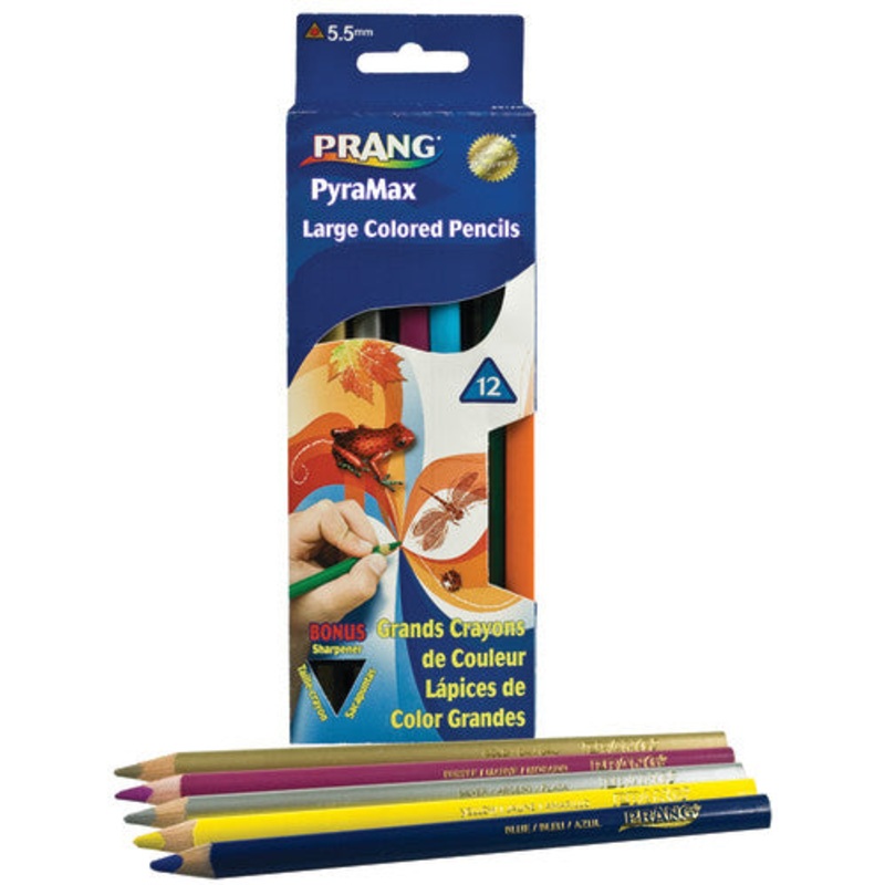 Prang Large Triangular Colored Pencils, 12 color set