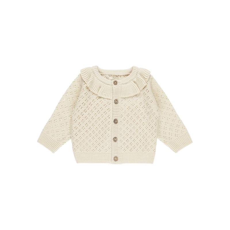 Ruffle Collar Cardigan – Natural
