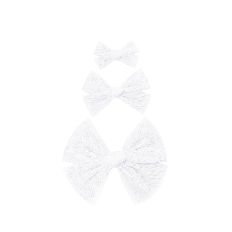 Tulle Bow – White Clip