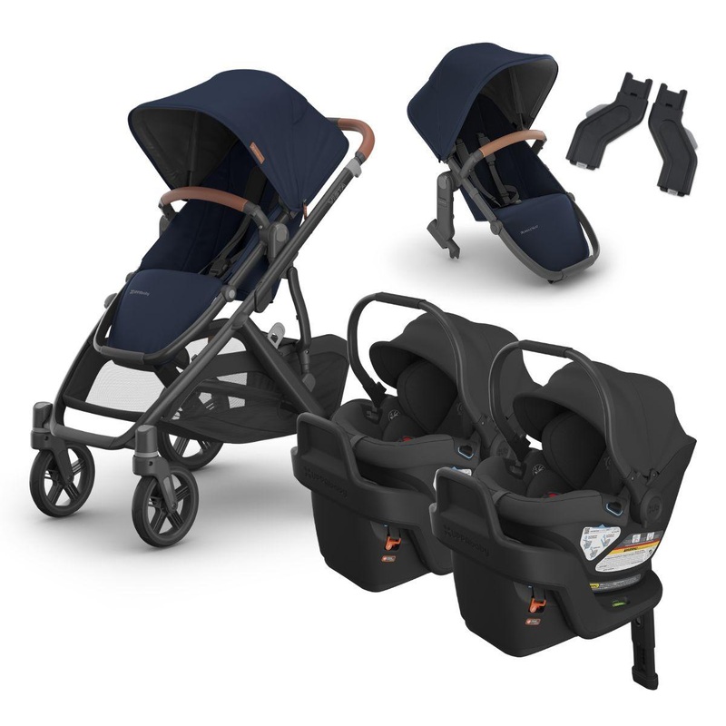 UPPAbaby VISTA V3 Twin Double Stroller with V2+ Rumbleseat + ARIA Travel System Bundle – Noa / Jake