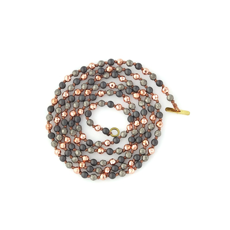 OMG Blings Hematite + Rose Gold Beaded Neckalce