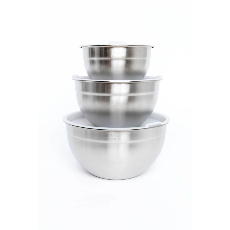 Set of 3 Stainless Steel Mixing Bowls with Lids