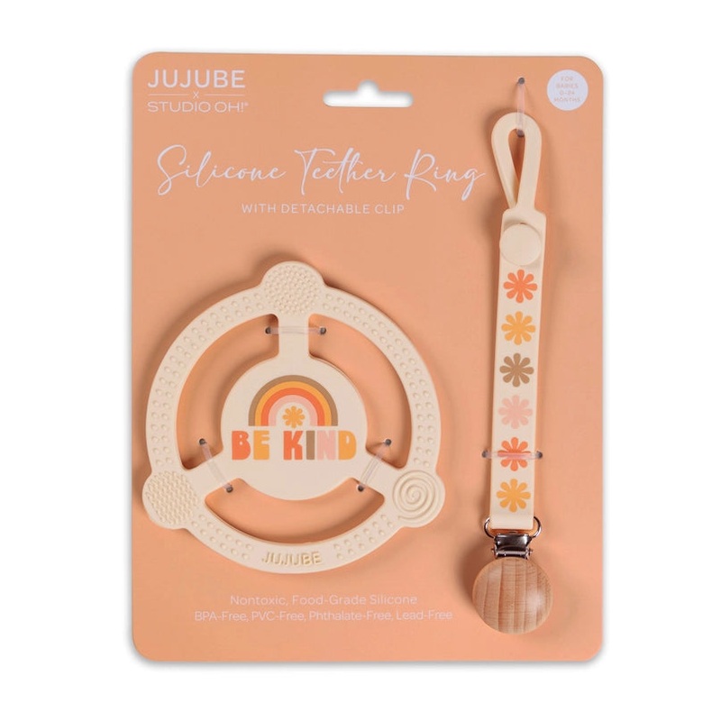 Silicone Teether Ring with Detachable Clip