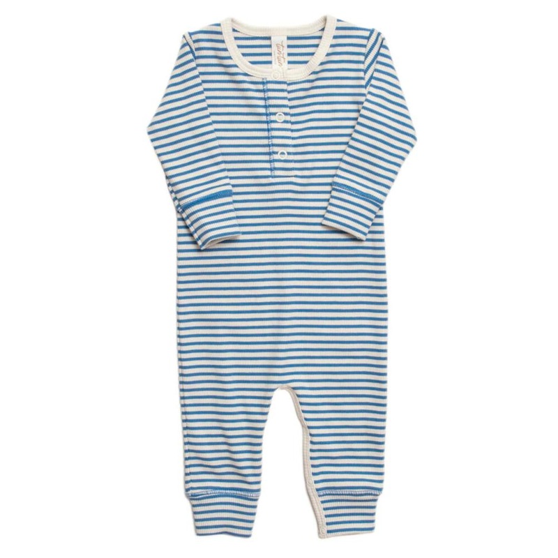 Tun Tun (Peru) – Pima Cotton Henley Jumpsuit – Blue Stripes