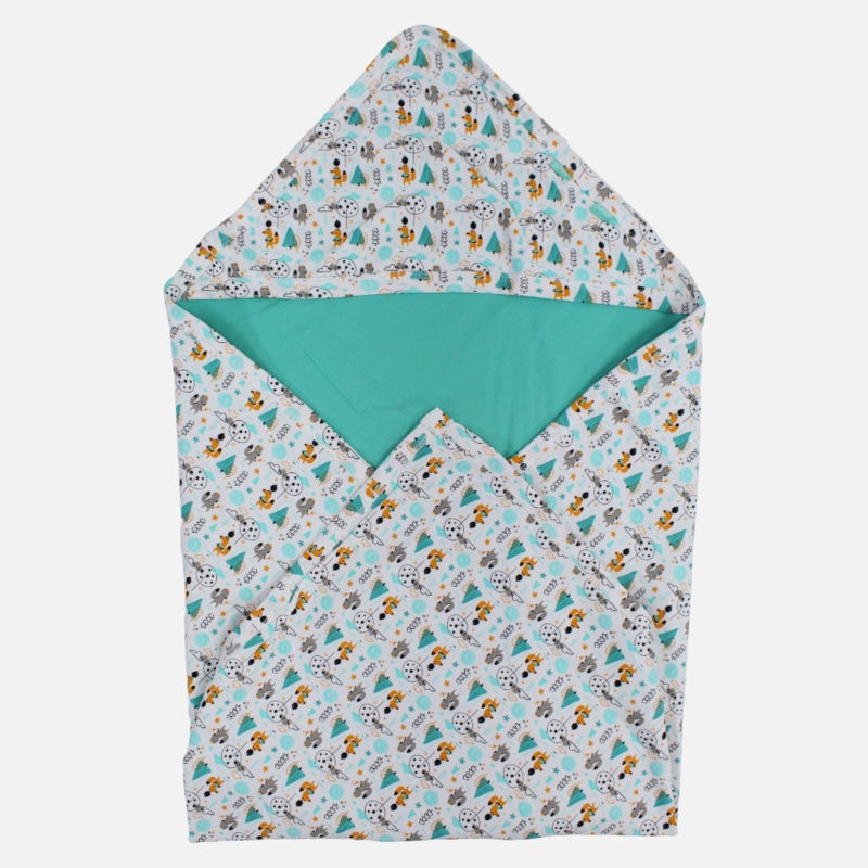 Cotton Baby Blanket   White/Green Printed