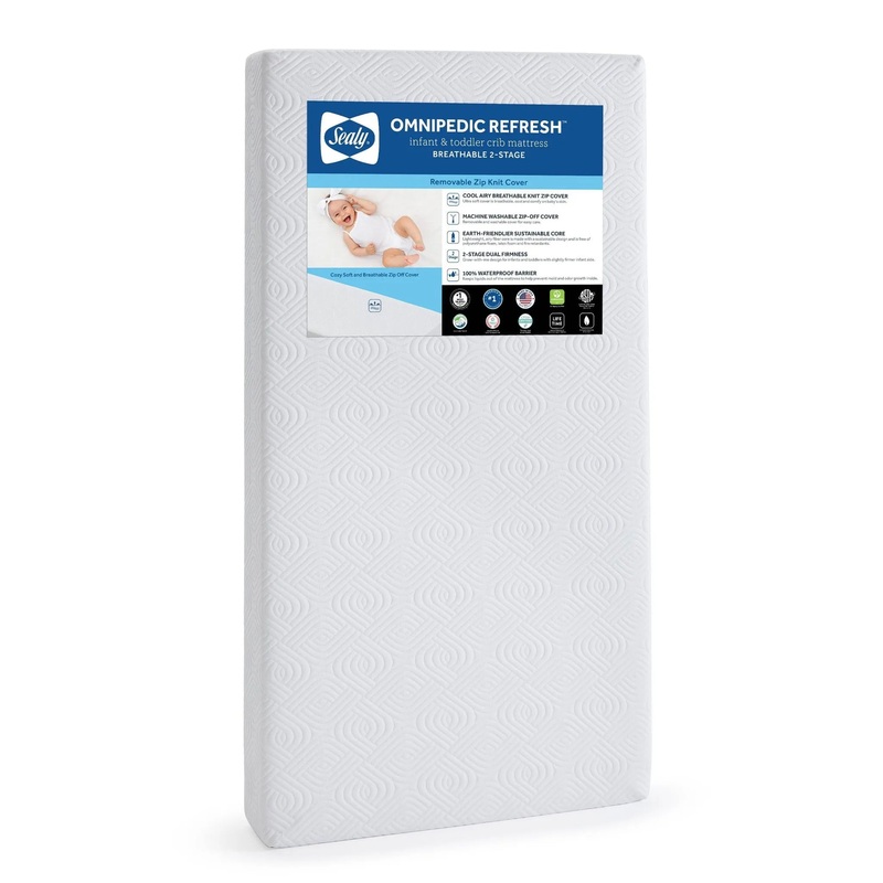 OmniPedic Refresh Breathable Knit 2-Stage Crib Mattress – Off White