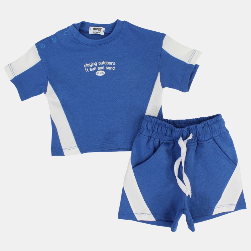 Unisex Baby Blue 2-Piece Outfit Set – “Playing Outdoors” Design