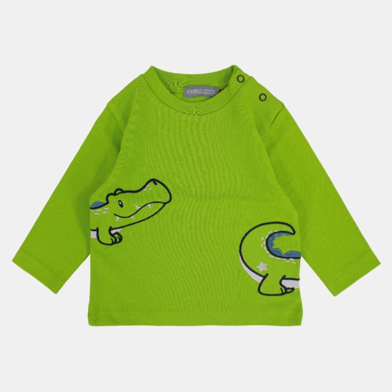 Baby Boys Cotton Long-Sleeved T-Shirt with Crocodile Design