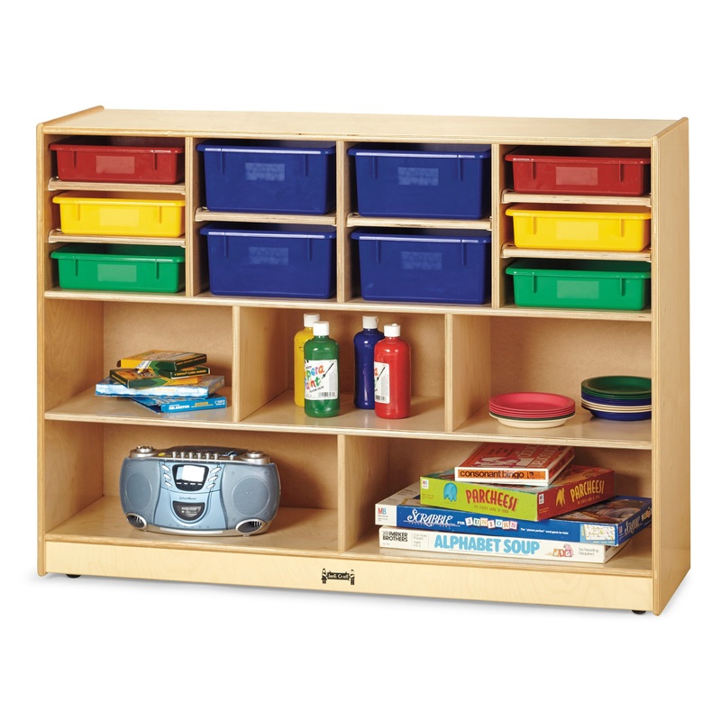 Jonti-Craft Super-Sized Combo Mobile Storage Unit – with Colored Bins