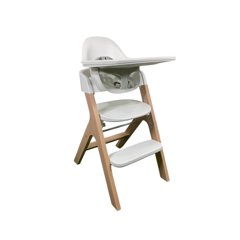 Mockingbird High Chair, 2.0, Natural Beech, White