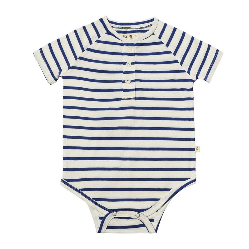 Raglan Bodysuit – Royal & White Stripe