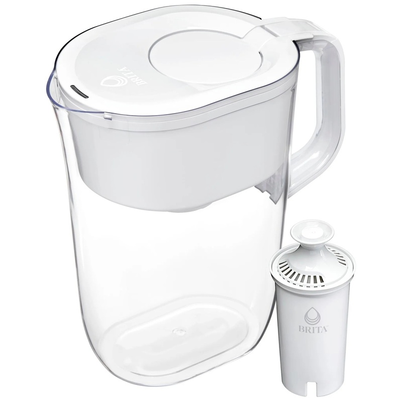 Water Filter 10-Cup Tahoe Water Pitcher Dispenser with Standard Water Filter – White