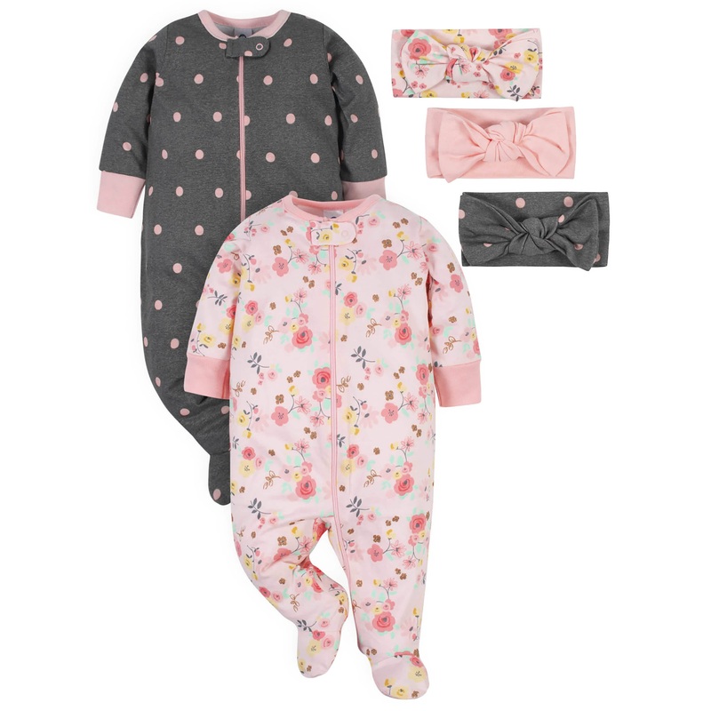5-Piece Baby Girls Love You Sleep ‘N Plays & Headbands Set