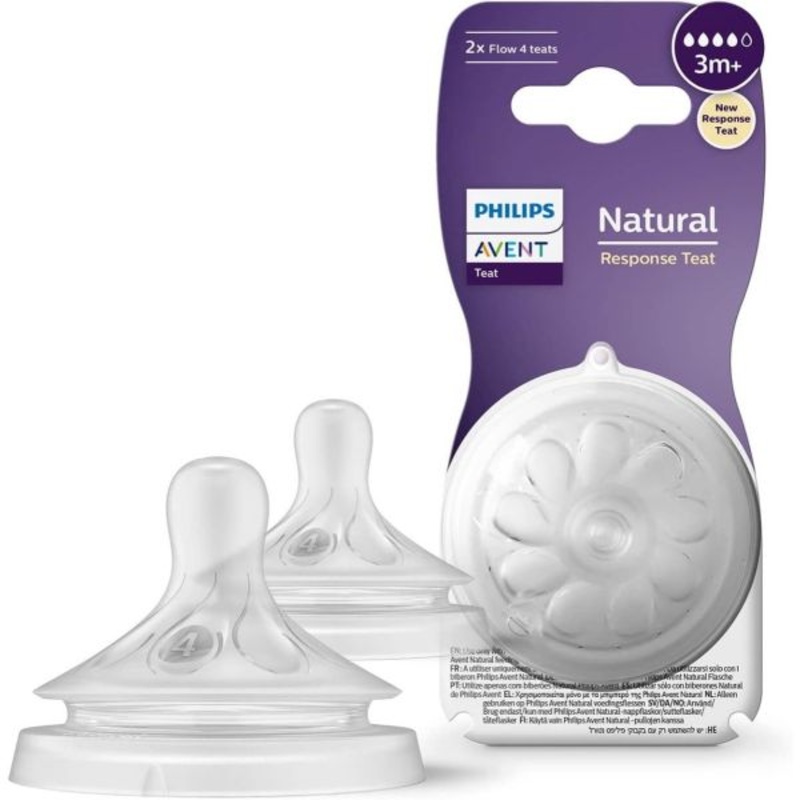 Avent Natural Response Nipple Flow 4 (3M+) – 2 Pack
