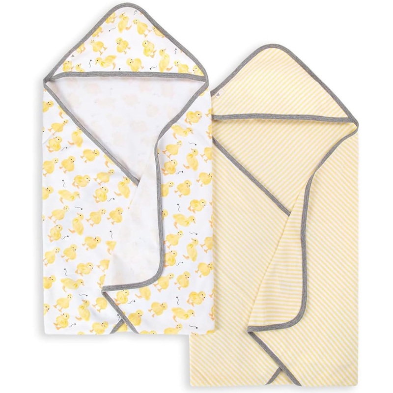 Burt’s Bees Baby Hooded Bath Towels 2 Pack, Little Ducks