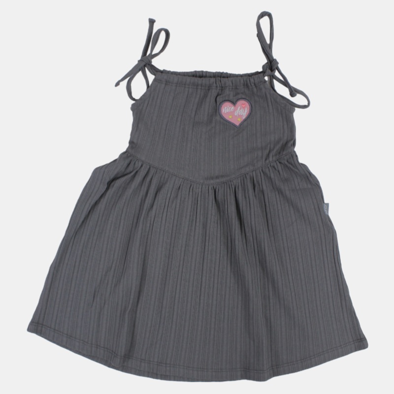 Girls Strappy Cotton Nightgown  Grey (Heart Theme)