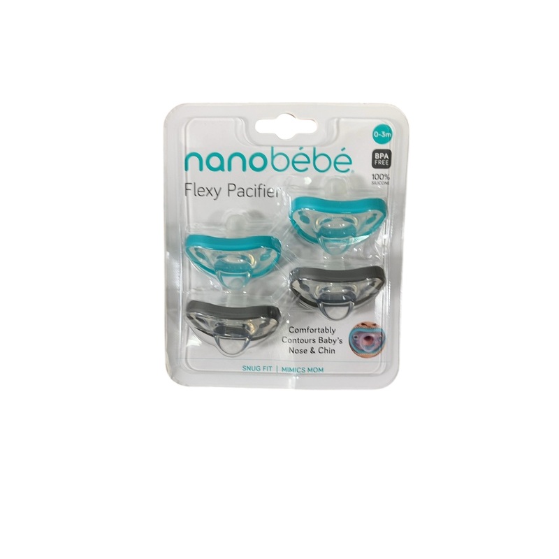 Nanobb Flexy Pacifier 4 Pack, Grey/Teal