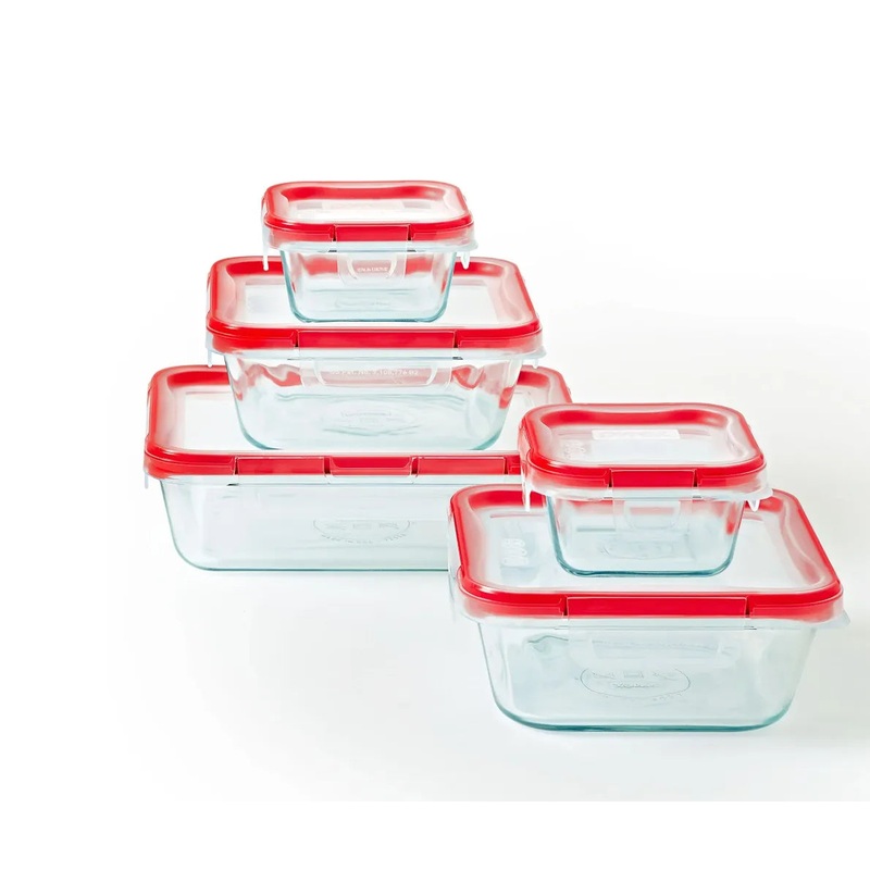 Pyrex 10-Piece FreshLock Glass Storage Set (See Description)