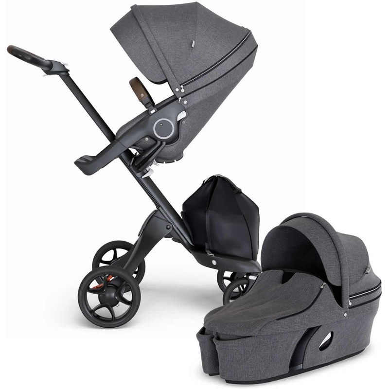 Stokke Xplory 6 Stroller & Carrycot – Black Melange/Black/Brown