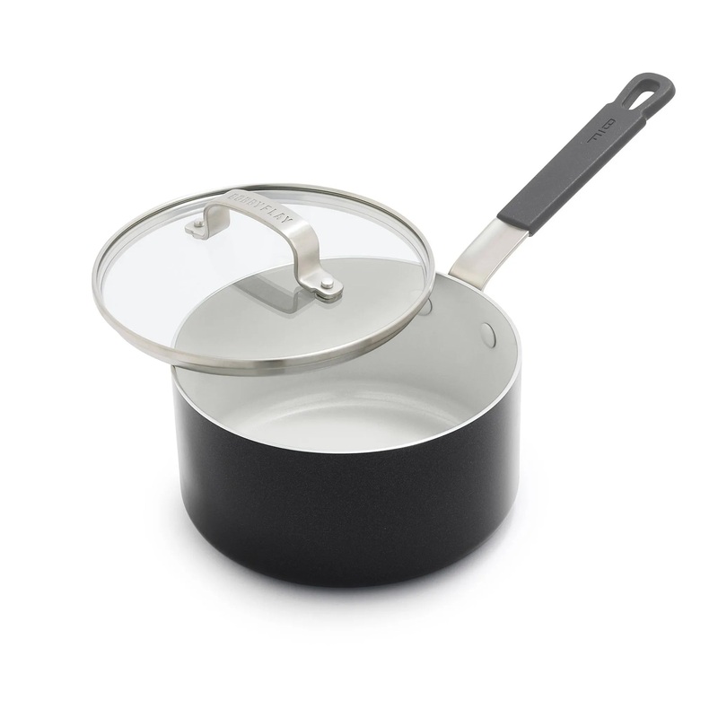 2.54qt Ceramic Nonstick Aluminum Sauce Pan with Lid Graphite Gray: Dishwasher-Safe, Lifetime Warranty
