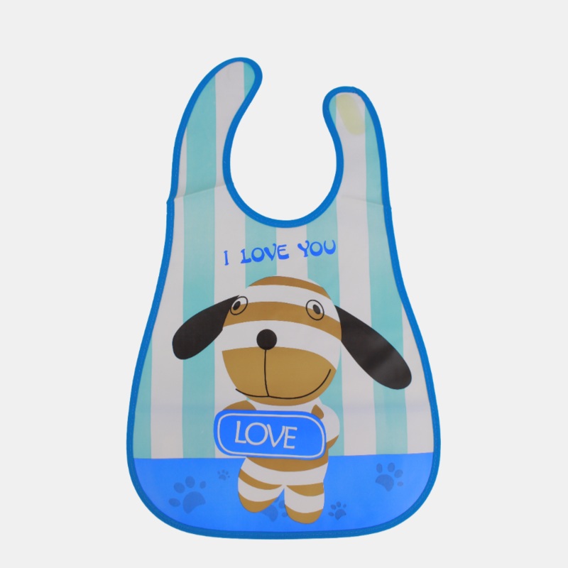 Baby Bib  Blue with Dog Design
