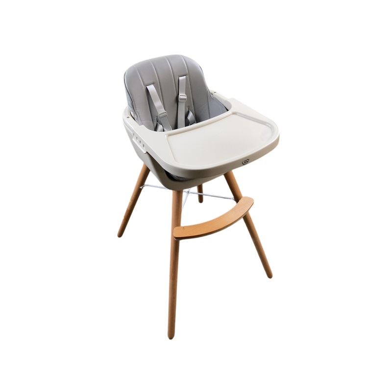Baby Joy Convertible Wooden High Chair, Gray