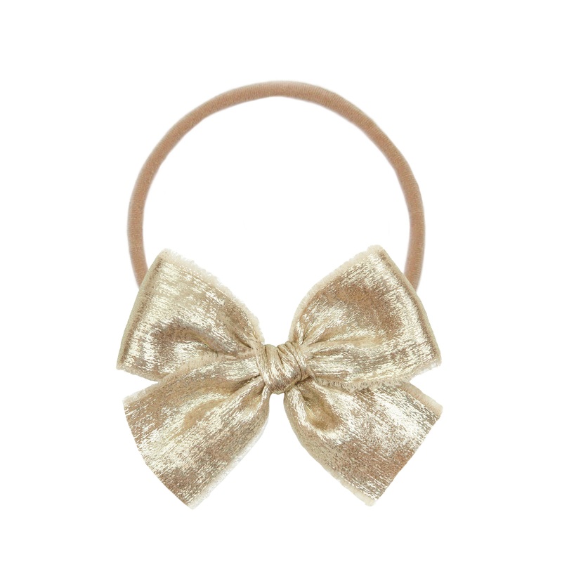 Chiffon Bow – Gold Headband