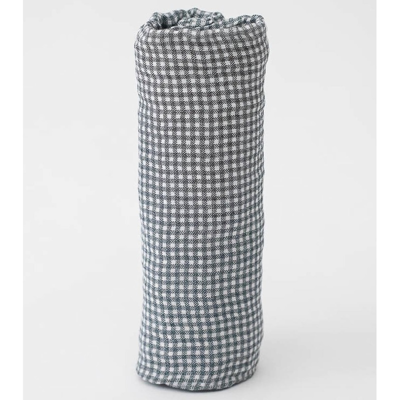 Little Unicorn Cotton Muslin Swaddle – Navy Micro Gingham