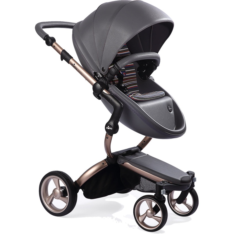 Mima 2019 Xari Complete Stroller, Rose Gold – Cool Grey / Autumn Stripes