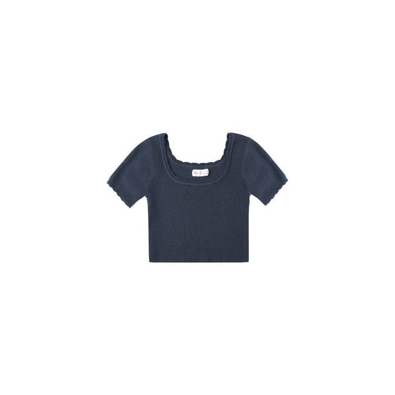 Rylee + Cru Scallop Tee || Navy
