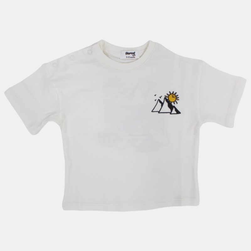 Unisex Baby Off-white Pyramids Cotton T-Shirt