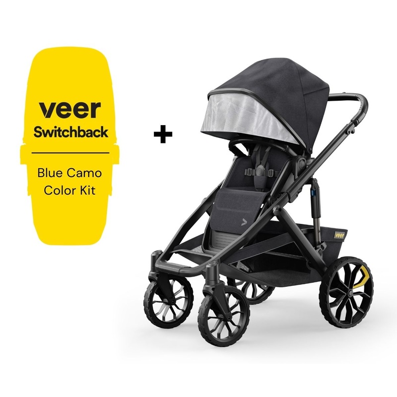 Veer Switch&Roll Single-to-Double Stroller + Color Kit Bundle – Blue Camo