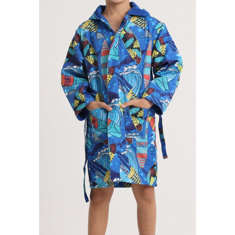 Boys Super Surf Blue Waterproof Swim Robe