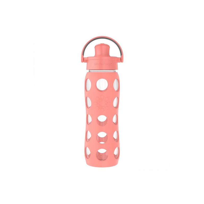 Lifefactory 22oz Glass Water Bottle With Silicone Sleeve & Active Cap – Canteloupe