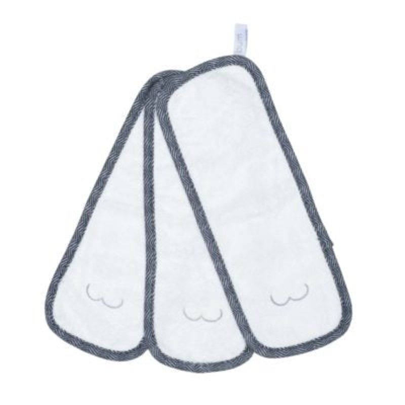 Bamboo Bum Cloths – White/Blue – 3pk