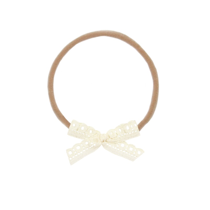 Lace Bow – Mini Cream Headband