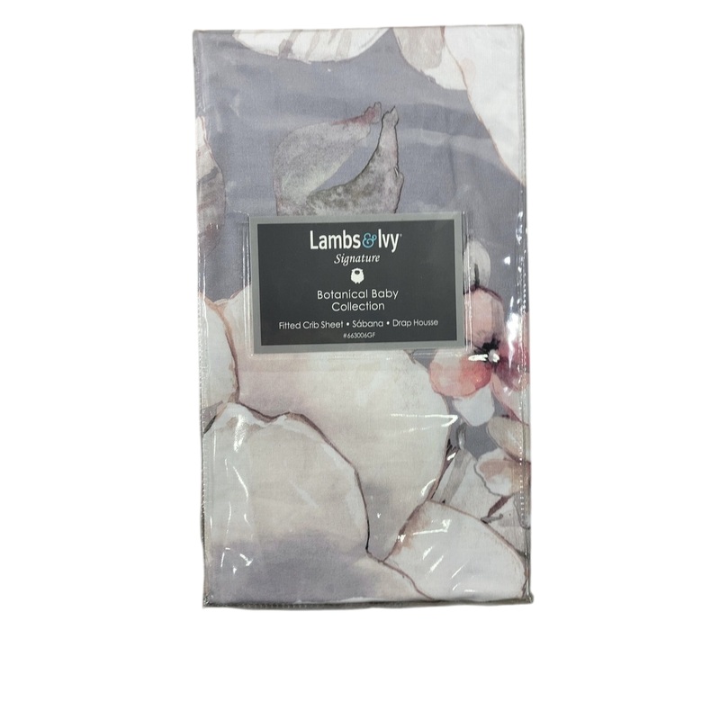 Lambs & Ivy Fitted Crib Sheet, Gray Floral