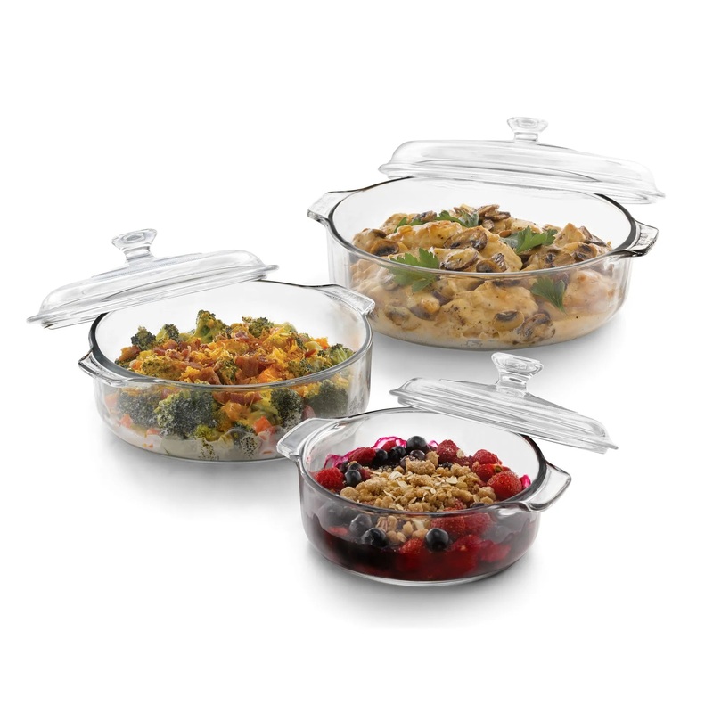 Libbey Baker’s Basics 3-Piece Glass Casserole Baking Dish Set with Glass Covers