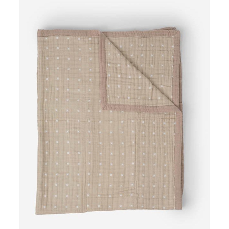 Little Unicorn Cotton Muslin Big Kid Quilt – Taupe Cross