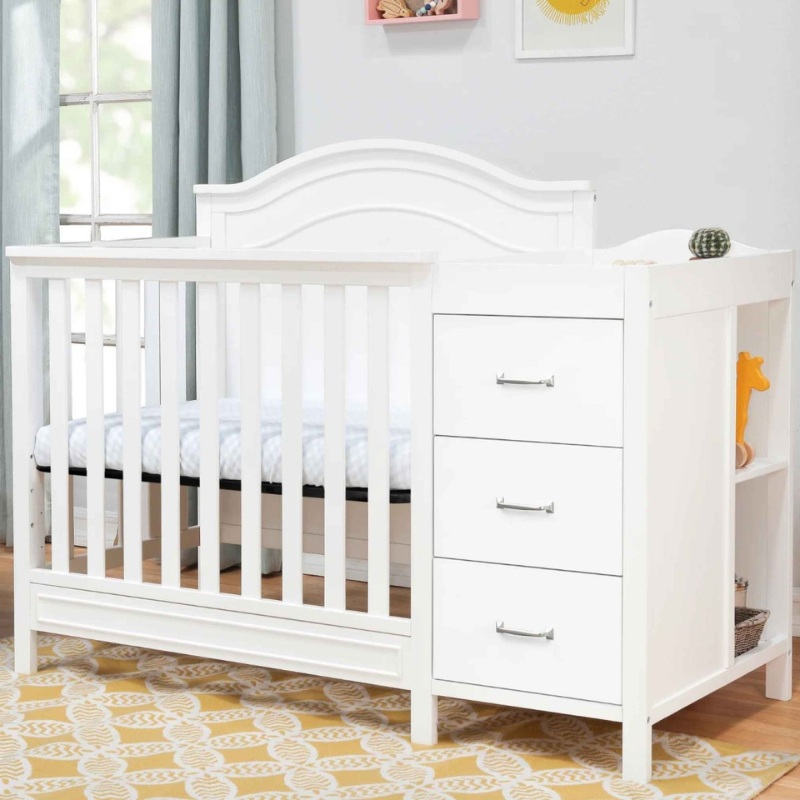 Charlie 4-in-1 Convertible Mini Crib and Changer – White