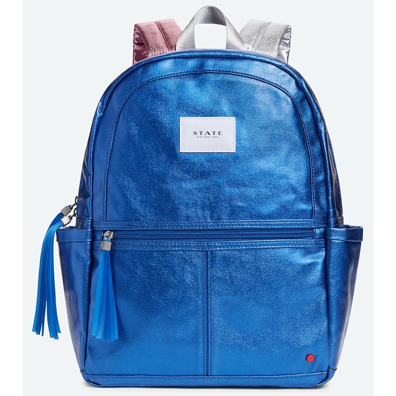 State Bags Kane Backpack Diaper Bag – Blue Metallic