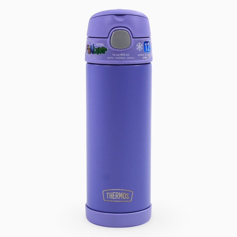 Thermos Stainless Steel Bottle with Straw  Purple (470ml)
