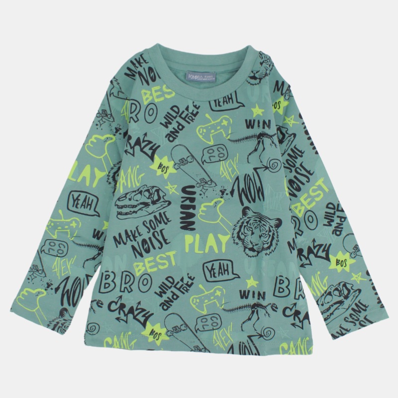 Boys Cotton Long-Sleeved T-Shirt  Olive Green