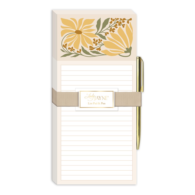FLOWER MARKET SUNFLOWER MAGNETIC LIST PAD WITH PEN