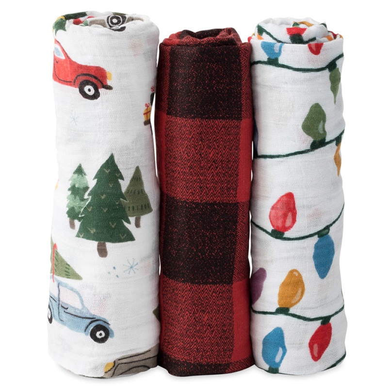Little Unicorn Cotton Muslin Swaddle 3 Pack – Holiday Haul