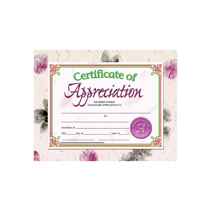 Certificate of Appreciation, 8.5″ x 11″ – Pack of 30