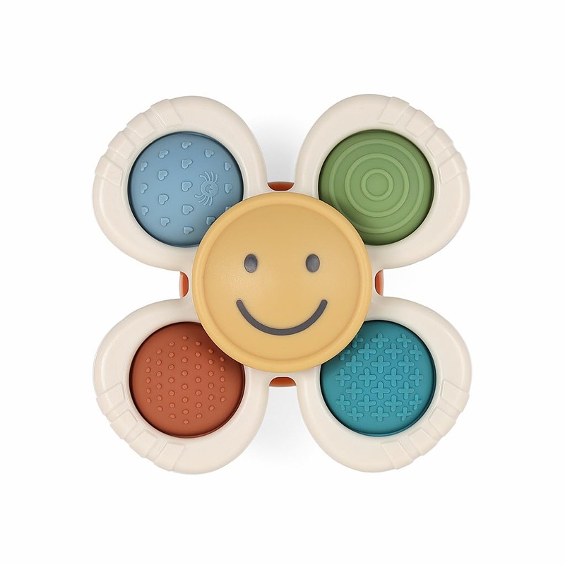 Itzy Ritzy Itzy Pop & Whirl Fidget Spinner Travel & Bath Toy, Smile