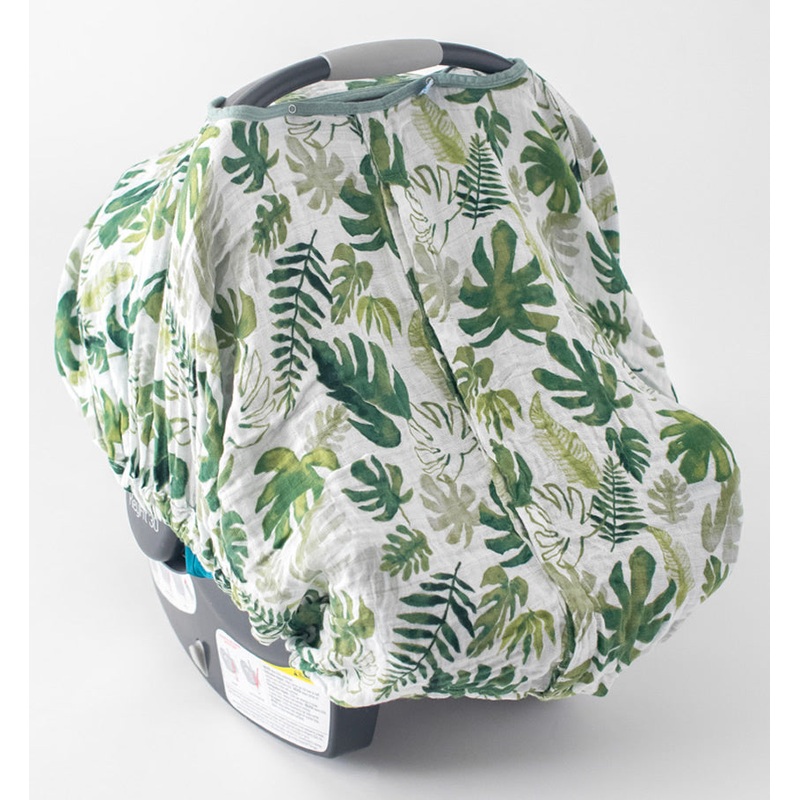 Little Unicorn Cotton Muslin Car Seat Canopy – Tropical Leaf